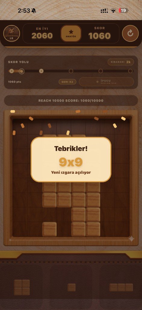 Tebrikler ekranı